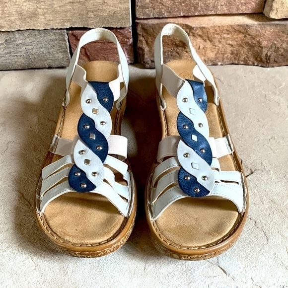 Rieker cream and navy size 42 sandals - Picture 2 of 8